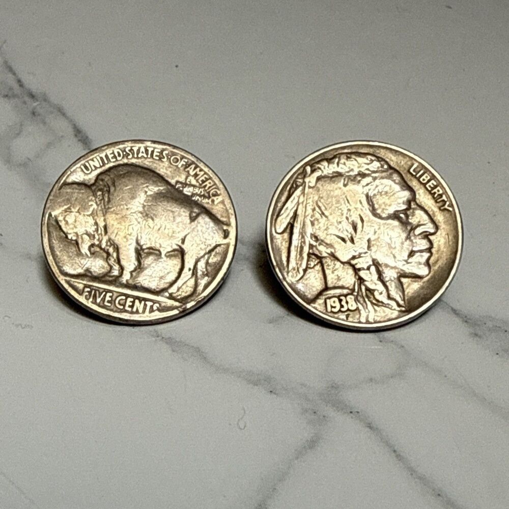 Buffalo & Indian Head Nickel Coin Cufflinks - Bison Money American Coin Jewelry